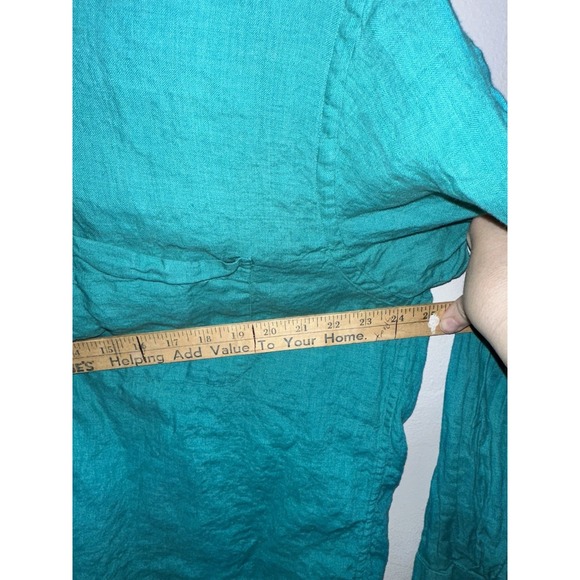 Paul Fredrick Dress Shirt XLT Button Down 100% Linen Green‎ Long Sleeve Wedding - Picture 6 of 6